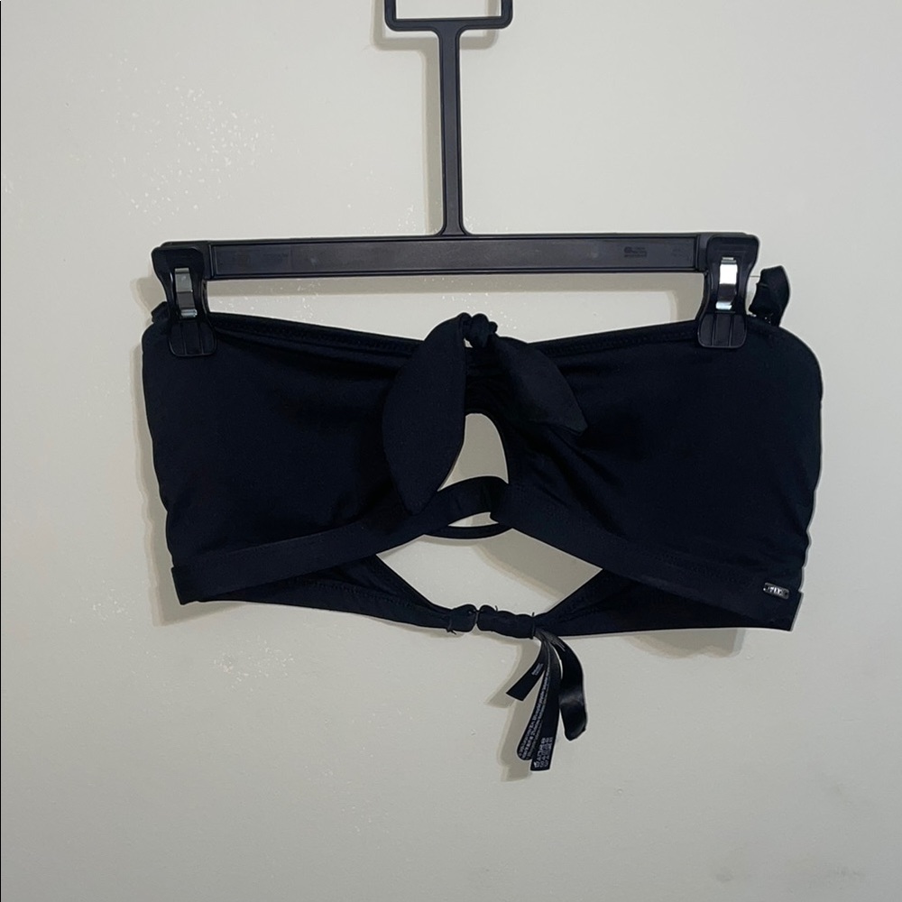 Black Tie-Front Bikini Top